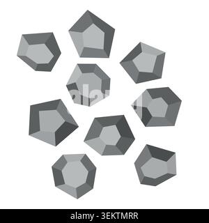 Cartoon stones. Rock stone isometric set. Boulders, natural building block shapes, wall stones. 3d flat isolated illustration. Vector collection Stock Vector