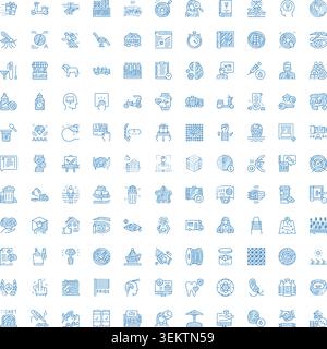 Diverse collection of hand drawn blue doodle icons Stock Vector