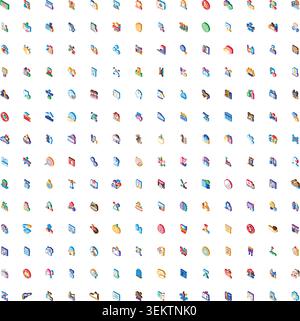 Isometric icons set representing business technology and general concepts Stock Vector