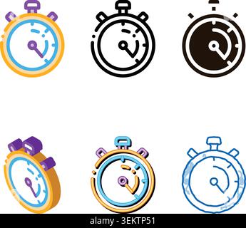 laundry service stop watch vector thin variations line icon Stock Vector