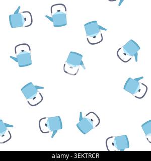 pattern stainless kettle cartoon vector Stock Vector