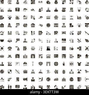 Business finance technology health glyph icons set Stock Vector