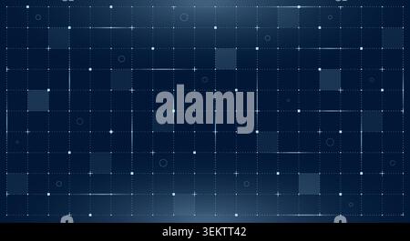 Futuristic HUD digital screen grid background. Blue sci fi tech radar blueprint pattern vector. Dark virtual reality game UI dashboard data interface element. Stock Vector