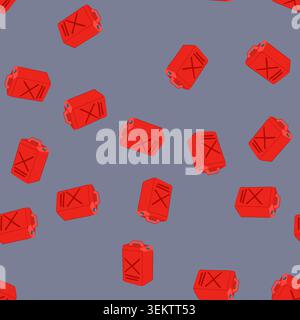 seamless pattern ister fuel can metal cartoon vector Stock Vector