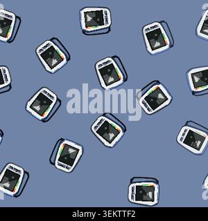 seamless pattern pulse blood pressure monitor cartoon vector Stock Vector