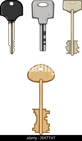 Different types of keys illustrating security access solutions Stock Vector