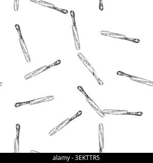 seamless pattern gift knife engraved silver sketch hand drawn Stock Vector
