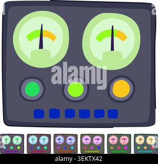 analog retro control panel vector cartoon graphic Stock Vector