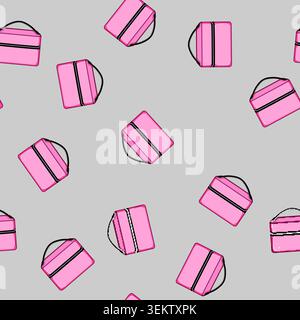 seamless pattern compact makeup bag cartoon vector Stock Vector
