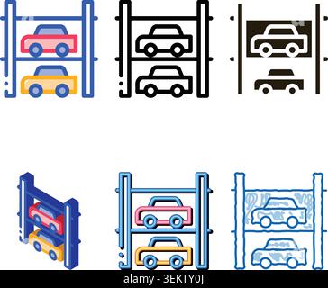 multi-storey parking icon pack vector outline Stock Vector