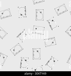 seamless pattern data hard drive cartoon vector Stock Vector
