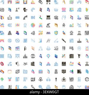Collection of business, technology and web icons in isometric style Stock Vector