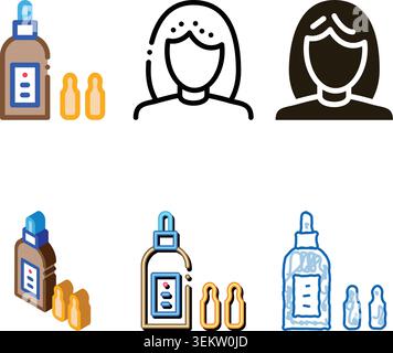 bottle capsules icon vector outline variety Stock Vector