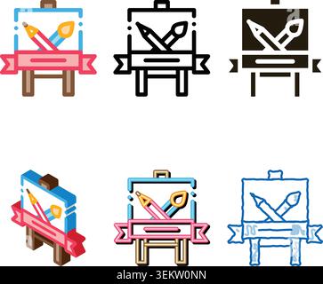diversity student painting lesson icon vector outline Stock Vector