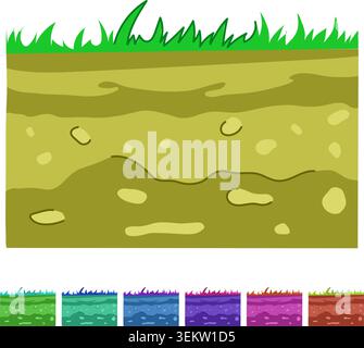 Cross section showing soil layers and green grass graphic Stock Vector