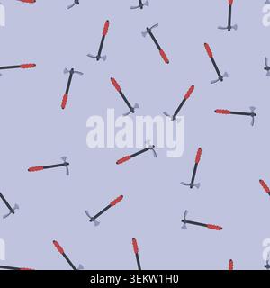 seamless pattern silhouette pickaxe cartoon vector Stock Vector