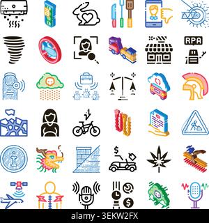 Collection of business, technology and healthcare icons Stock Vector