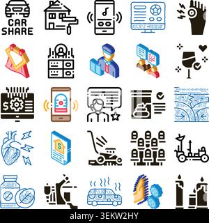 Diverse collection of icons illustrating various services and concepts Stock Vector
