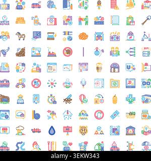 Collection of diverse outline icons depicting various activities Stock Vector