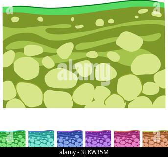 Soil layers cross section with ground structure graphic Stock Vector
