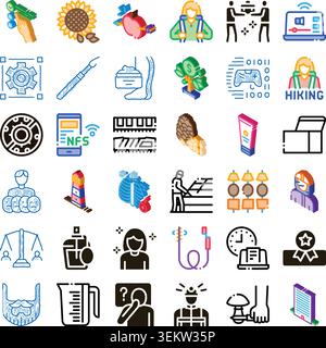 Various everyday objects symbols and activity icons collection Stock Vector
