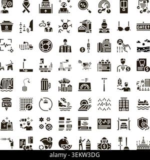 Business and service industry glyph icons collection Stock Vector
