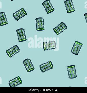 seamless pattern storage hazard chemical waste cartoon vector Stock Vector