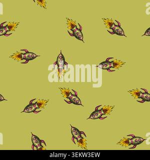 pattern launch rocket sketch hand drawn Stock Vector