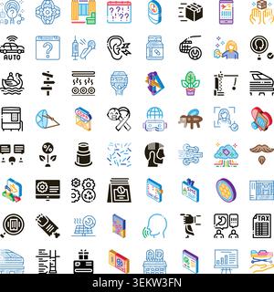 Collection of diverse modern conceptual line icons Stock Vector
