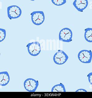 seamless pattern lightweight travel alarm clock cartoon vector Stock Vector
