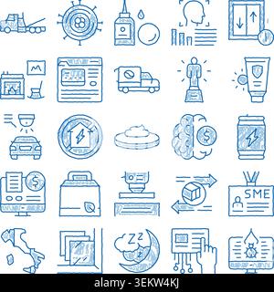 Collection of business and lifestyle sketch icons Stock Vector