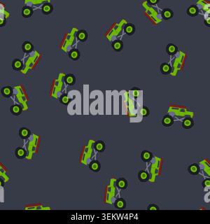 seamless pattern race monster truck cartoon vector Stock Vector
