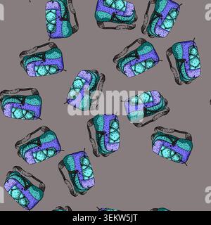 pattern Backpack for outdoor adventure and travel hand drawn Stock Vector