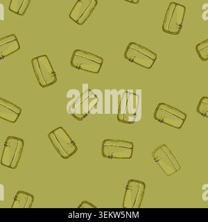 seamless pattern student pencil case cartoon vector Stock Vector
