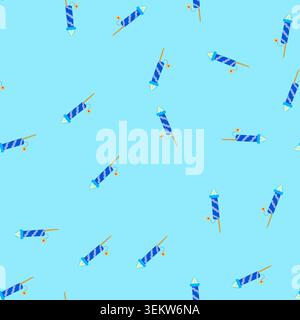 seamless pattern new firework rocket cartoon vector Stock Vector