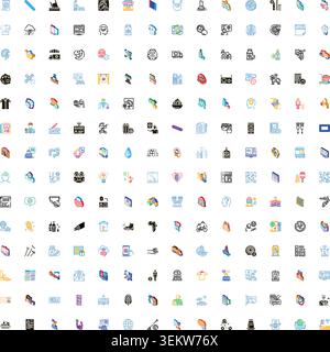 Diverse collection of colorful flat line icons Stock Vector