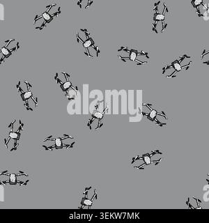 seamless pattern delivery quadcopter cartoon vector Stock Vector