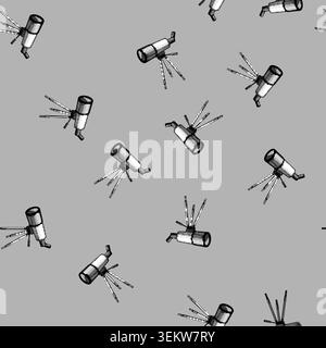 seamless pattern cosmos telescope cartoon vector Stock Vector