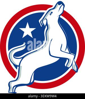 Bold dog emblem featuring patriotic colors, circular badge framing, and star accents symbolizing loyalty, confidence, and strength. Stock Vector