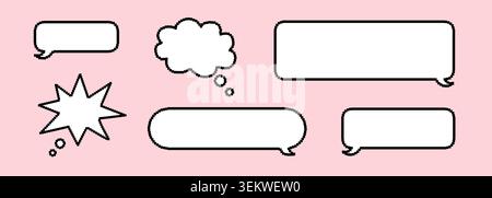 Pixel dialogue box. Old computer screen with cute pink speech bubble for text. Digital dialog box for message. Vector set Stock Vector