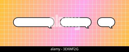 Set of geometric dialogue boxes in different shapes. Chat balloon or text message. Pixel art background on grid background Stock Vector