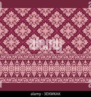 Seamless vector pattern featuring stylized fan-shaped floral motifs and geometric lines in a sophisticated sage green and cream color palette. Stock Vector