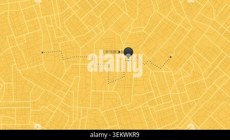Detailed delivery plan to deliver your package. Application with track information flat style. Location tracker dashboard with data of arrive time on Stock Vector