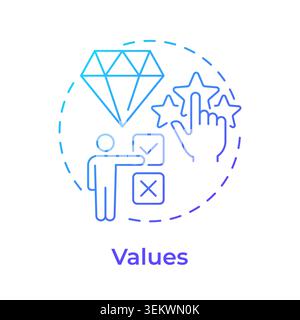 Values blue gradient concept icon Stock Vector