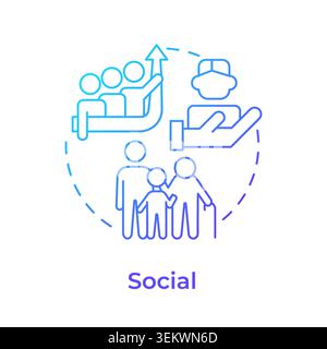 Social blue gradient concept icon Stock Vector