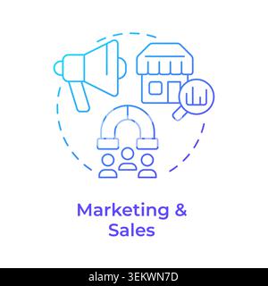 Marketing and sales blue gradient concept icon Stock Vector