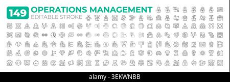 Operations management line icons big set Stock Vector