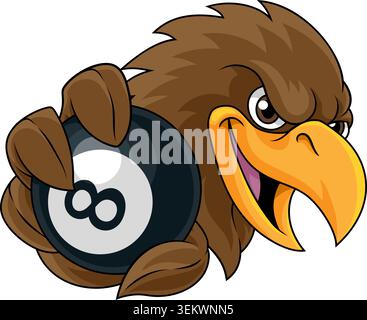 Eagle Falcon Hawk Osprey Pool Billiards Mascot Stock Vector