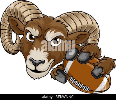 Ram Billy Mountain Goat Sheep Football Mascot Stock Vector