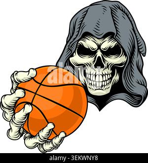 Grim Reaper Death Skeleton Basketball Team Mascot Stock Vector